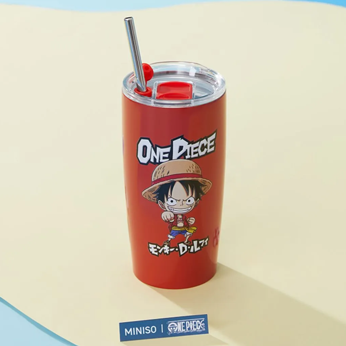 Vaso con tapa y popote One Piece